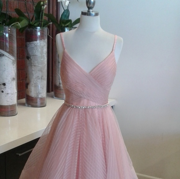 Jovani 57958 Blush Embellished Belt V-neck - Picture 2 of 6